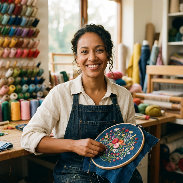 Amara Osei, Lead Floral Embroidery Artisan